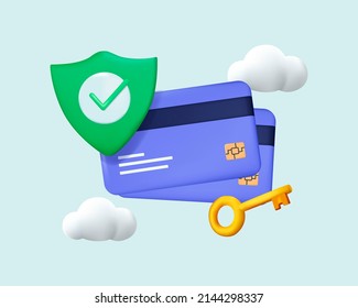 Credit Card Icon. Save Data. Payment Of Utility, Bank, Restaurant And Other Bill. 3D Web Illustrations. Payment Aproved, Online Card Payment. Money Transfer, Mobile Wallet, Secure Transfer.