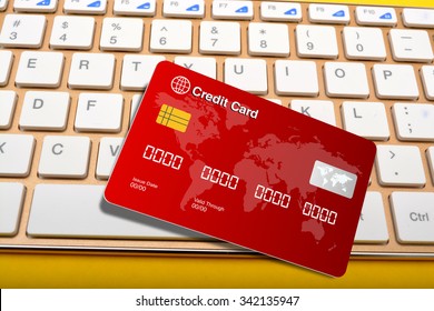 Credit Card on white keyboard keys