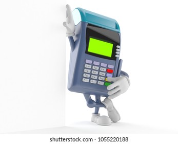 Credit Card Reader Character Isolated On White Background. 3d Illustration