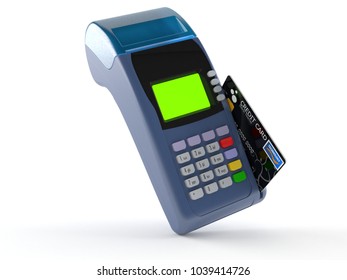 Credit Card Reader Isolated On White Background. 3d Illustration