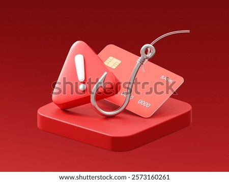Credit Card Scam Fraud Phishing and Cybercrime Prevention 3D Concept.