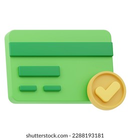 Credit Card Success check mark 3D Illustration - Powered by Shutterstock