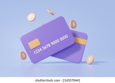 Credit Debit Card Concept Coins Floating Stock Illustration 2143570441 ...