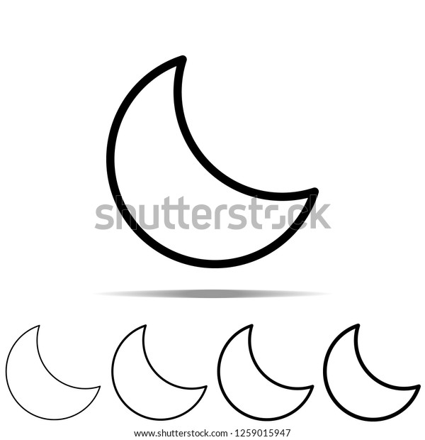 crescent\
icon in different shapes, thickness. Simple outline illustration of\
web for UI and UX, website or mobile\
application