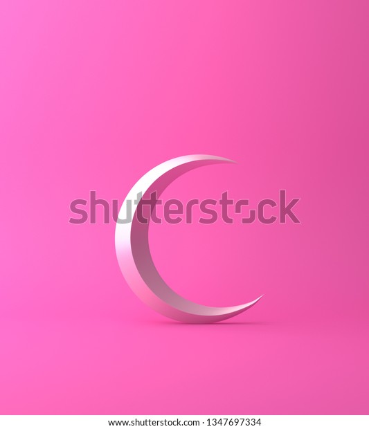 Crescent Moon On Pink Pastel Background Stock Illustration 1347697334