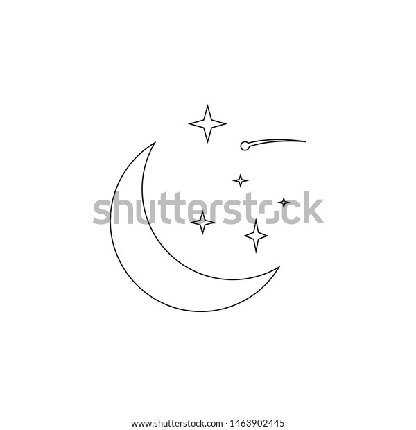 crescent moon and stars\
icon. Element of space for mobile concept and web apps icon.\
Outline, thin line icon for website design and development, app\
development