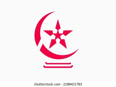 Crescent and star logo with two steps below