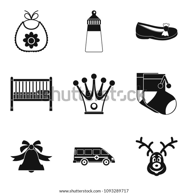 Crib icons set. Simple set of 9 crib icons for
web isolated on white
background