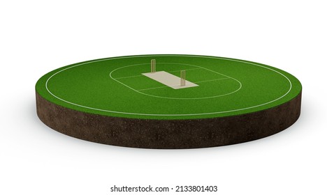 Cricket ground with a cricket field in its center cricket pitch Wickets 3d illustration
