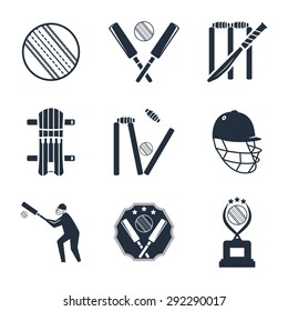 Cricket related icon set