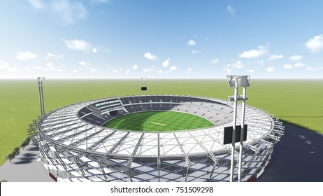 Cricket Stadium 3D Illustration - Day View