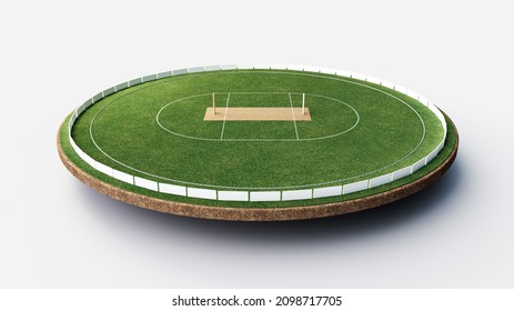 Cricket stadium Ground Cut out earth Empty Play Ground 3d illustration 