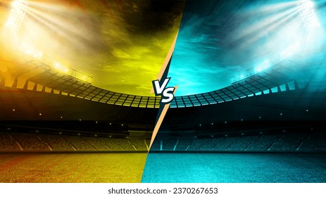 Cricket template for team battle match. Cricket background with stadium lights, gallery and field. Amazing readymade background for sports social media posts. India vs Australia vs Sri Lanka - Powered by Shutterstock