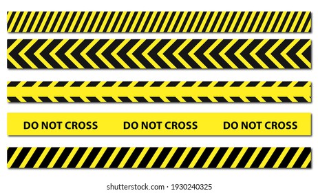 Crime line tape. Police danger caution yellow barrier.