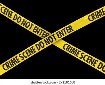 Crime Scene Do Not Enter Tape Cross On Black Background