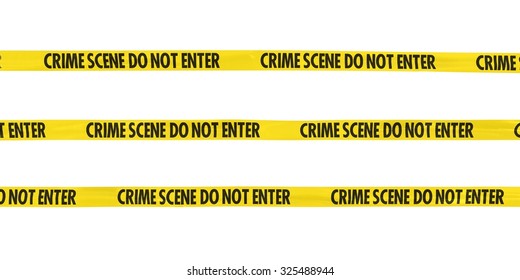 Crime Scene Do Not Enter Tape Lines Isolated on White