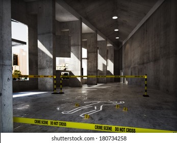 Crime scene in an empty building
