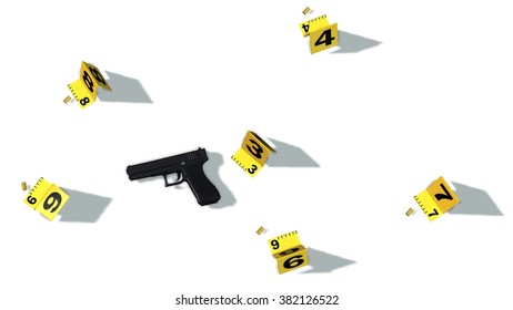 Crime Scene Gun Bullets Isolated On Stock Illustration 382126522 ...