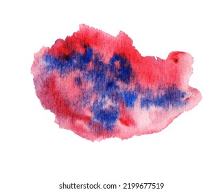 Crimson And Ultramarine Abstract Watercolor Stain