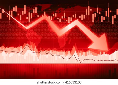 Crisis Chart With Downwards Arrow - Great For Topics Like Financial Problems, Recession, Debt, Inflation, Market Collapse Etc.