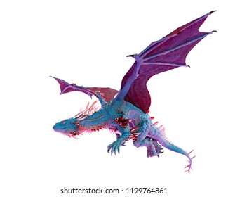 Cristal Red Blue Dragon White Background Stock Illustration 1199764861