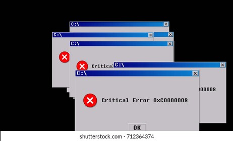 Critical error. Old interface design. 3D rendering