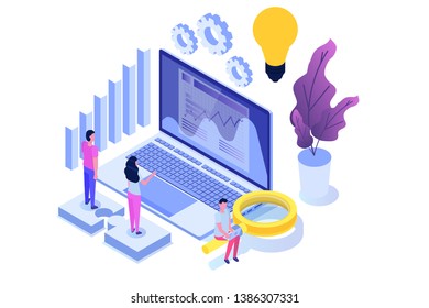 CRM - Customer Relationship Management Isometric Concept.  Illustration