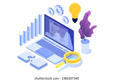 CRM - Customer Relationship Management Isometric Concept.  Illustration