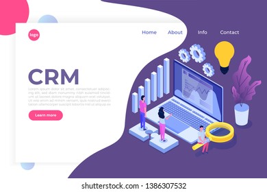 CRM - Customer Relationship Management Isometric Concept.  Illustration