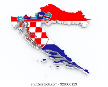 Croatia Flag On 3d Map