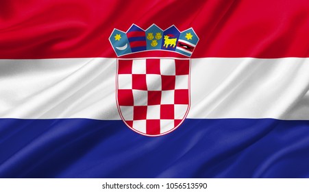 Croatia flag waving with the wind, 3D illustration.