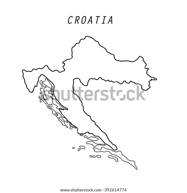 Croatia Map Outline Isolated Stockillustration