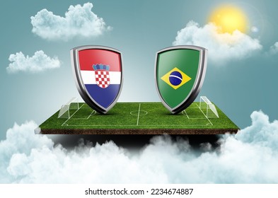 Croatia vs Brazil Versus screen banner Soccer concept. football field stadium, 3d illustration - Powered by Shutterstock