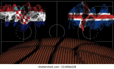 Croatia Vs Iceland Basketball, Smoke Flag, Sport Game