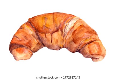 Croissant. Watercolor hand painted food illustration