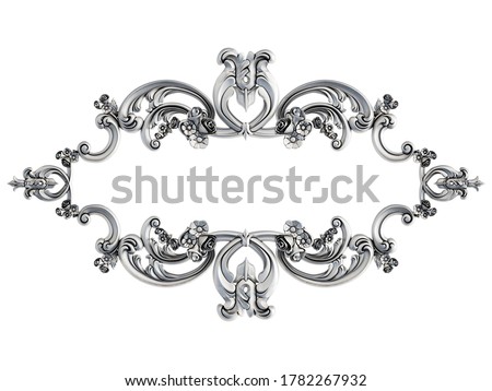Crome ornamental segments seamless pattern on a white background. luxury carving decoration. Isolated. 3D illustration