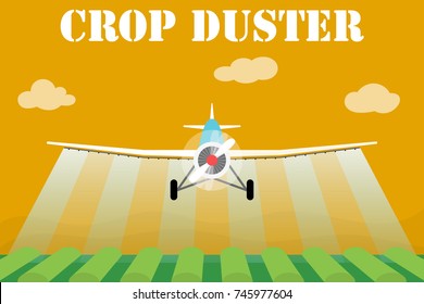 Crop Duster Airplane Spraying A Farm Field.