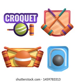 Croquet Logo Set. Cartoon Set Of Croquet Logo For Web Design