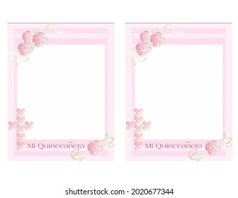 Cross And Flowers In Pinks Quinceanera Celebration Invitation Background Illustration