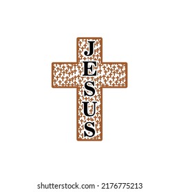 Cross Icon. Jesus Religious Cross Icon Isolated On White Background