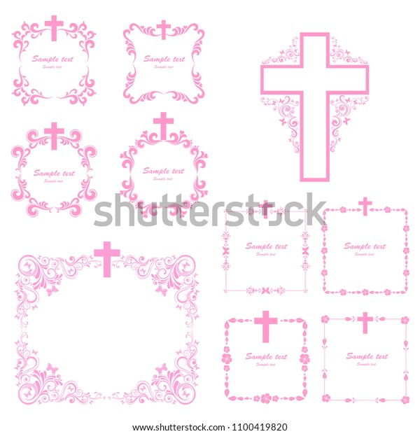 Cross Icons Set Obituary Notice Art Stock Illustration 1100419820 Shutterstock