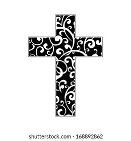 Flat Design Black Christian Cross Christian Stock Illustration 1337915201