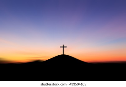 The cross on the hilltop After the Sunset