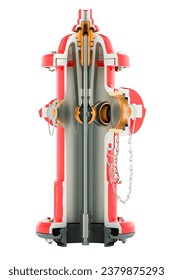 Cross section of fire hydrant, 3D rendering  isolated on white background