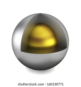 Cross Section Of Sphere. 3d Illustration On White Background