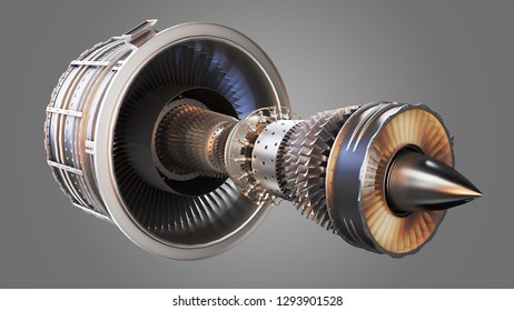 Cross Section Turbofan Jet Engine Isolated Stock Illustration 1293901528