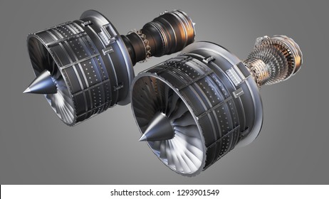 Cross Section Turbofan Jet Engine Isolated Stock Illustration ...