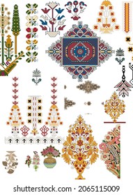 cross stich mosaic art element motifs for digital design compositions 