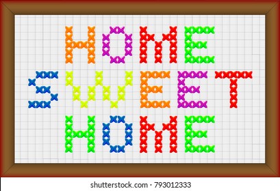 A Cross Stitch Home Sweet Home With Frame Border