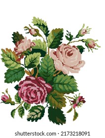 Cross Stitch Multiple  Flower Bunch For Digital Print